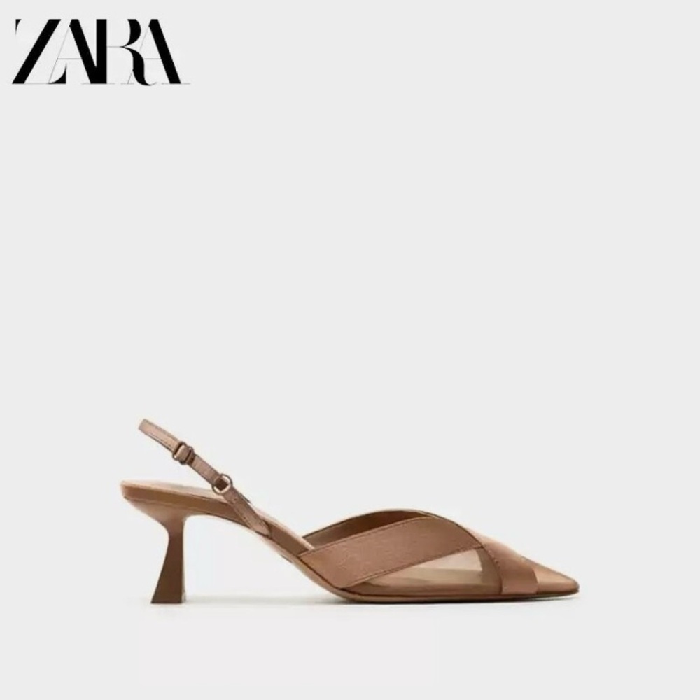 Zara Women's Brown Slingback Heels